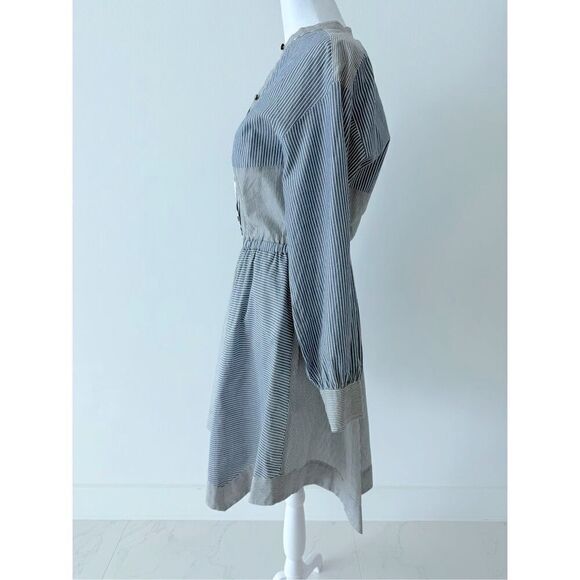 🦋 Rebecca Taylor La Vie Mixed Striped Eyelet Handkerchief Hem Shirt Dress XS / S - Picture 3 of 7